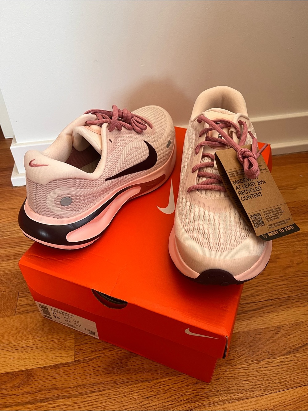 Nike Women’s Athletic Shoes - Light Pink with Burgundy Swoosh